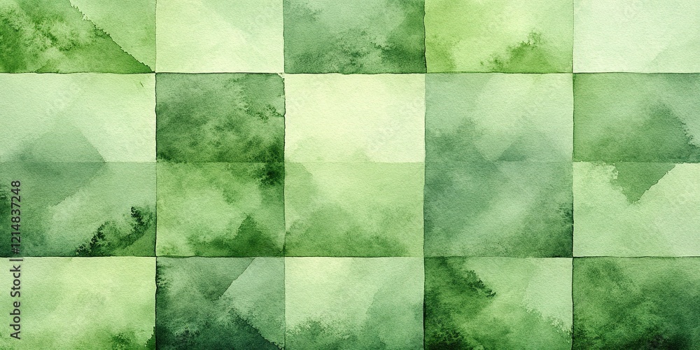 Aufkleber abstract green watercolor pattern with varying shades and textures in a grid layout highlighting nat