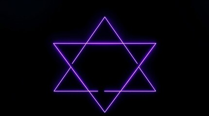 Futuristic digital artwork featuring geometric triangular facets with sleek black surfaces and vibrant purple neon lines, creating depth, dimension, and dynamic contrast.