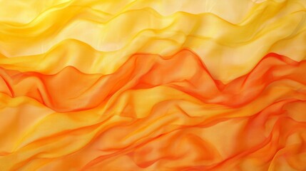 Obraz premium Yellow background cloth fabric orange color gradient texture pattern silk wave banner gold, fashion material backdrop poster for summer tropical travel holidays, satin mockup luxury premium.