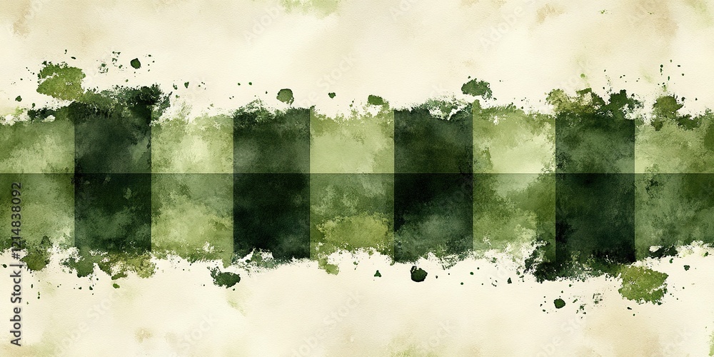 Poster abstract green watercolor pattern with a textured appearance across a beige background displaying va