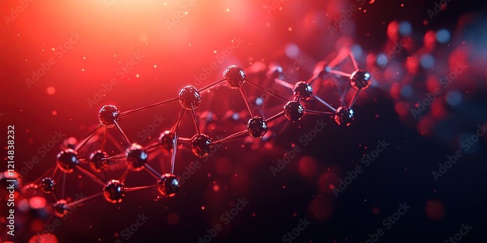 Poster molecular structure illuminated against a colorful background showcasing scientific themes and futur