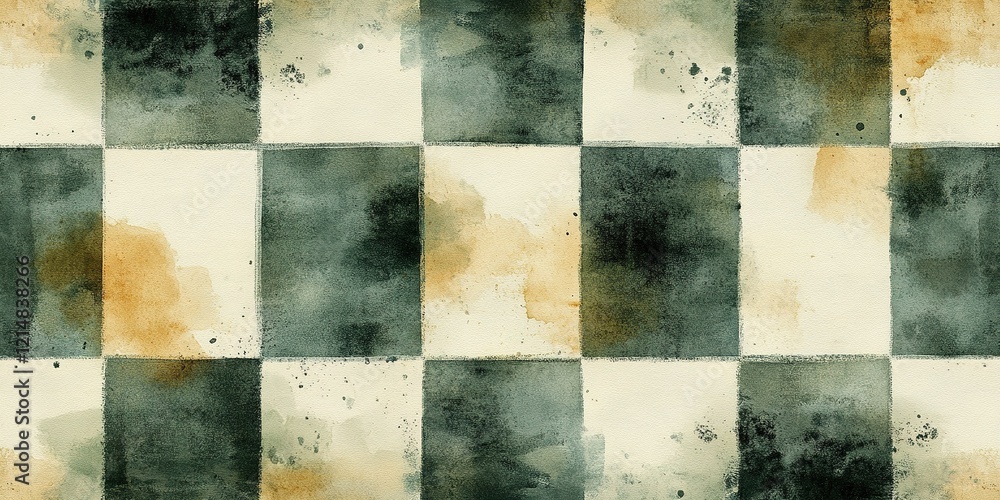 Poster abstract checkered pattern with muted colors and textured surface
