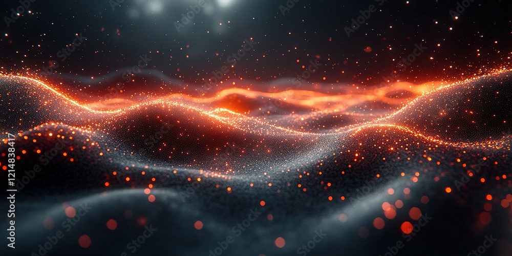 Aufkleber dynamic waves of glowing particles create a mesmerizing visual display at dusk