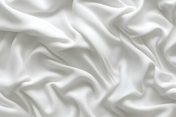 Fototapeta premium White Satin Fabric Drapes Elegantly, Creating Soft, Flowing Folds with a Smooth Texture