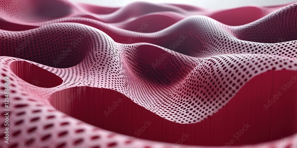 Poster abstract red wave pattern showcasing intricate textures and shapes in a minimalistic design environm