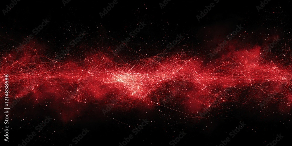 Poster red abstract light patterns create a stunning visual effect resembling a cosmic scene in the dark