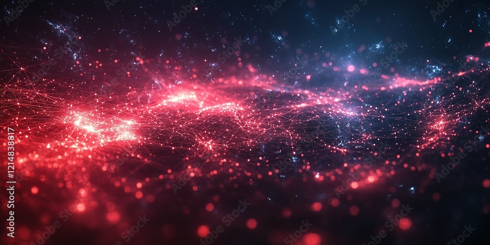 Poster colorful abstract representation of cosmic light patterns in space with luminous particles creating 