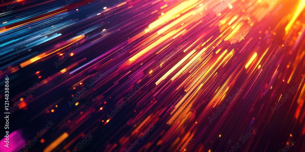 Poster digital artwork featuring vibrant bokeh effects with blurred light rays, creating a bright and dynam