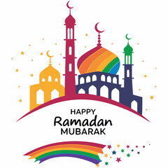 happy ramadan mubarak silhouette vector illustration background design