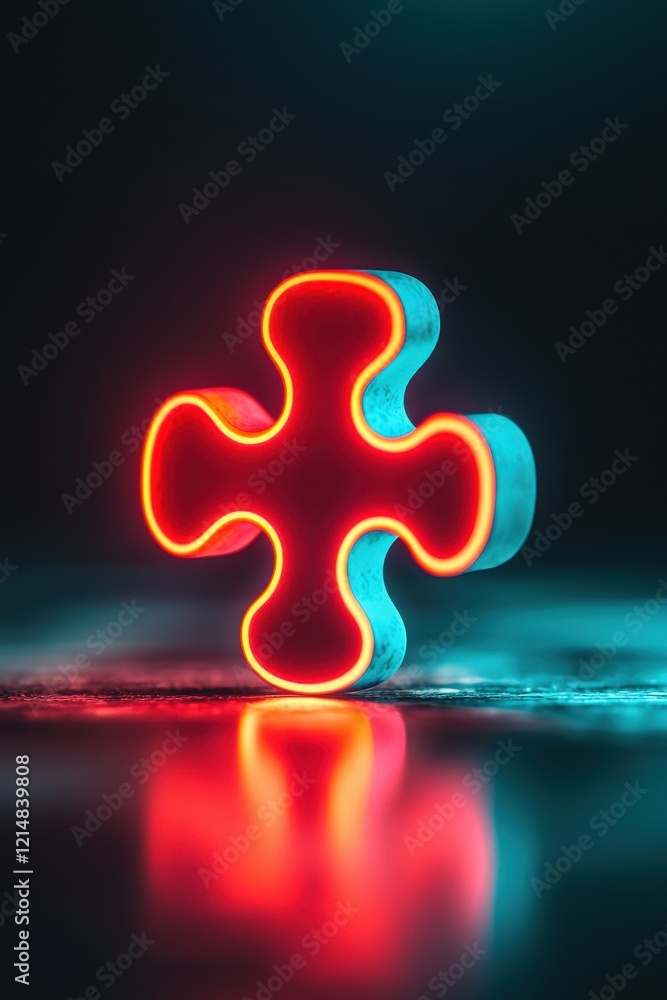 Poster a symbolic glowing puzzle piece representing problem-solving in customer service.