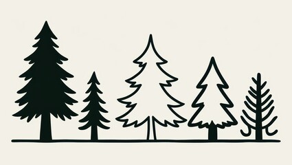 Silhouette of Evergreen Trees Conifer Forest Illustration Nature Graphic Design