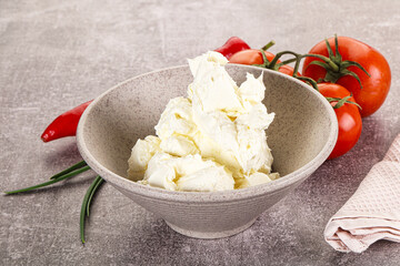 Soft Philadephia cheese in the bowl