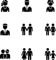 pictogram people icon set over white background, silhouette style, vector illustration