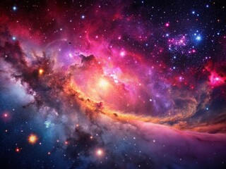 Naklejka premium Dark Pink & Gray Galaxy Panorama: Stellar Nebula Cosmic Background Stock Photo