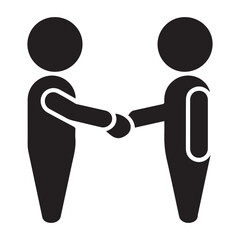 A silhouette vector illustration of a simple handshake icon on a white background