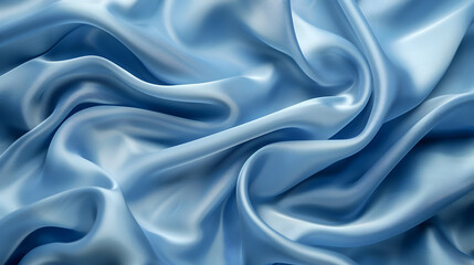 Fototapeta premium Flowing Blue Silk Fabric Forms Elegant Waves Smoothly
