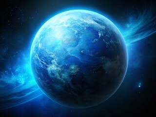 Fototapeta premium Dark Space Wallpaper: Blue Planet Poster Background - Cosmic Documentary Photography