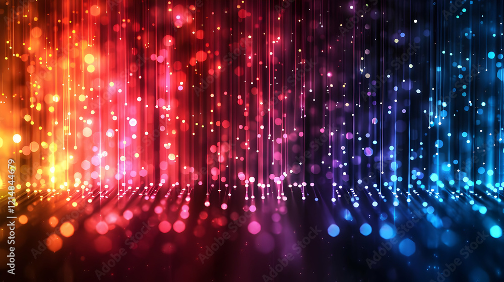 Aufkleber abstract background with colorful light streaks and bokeh effect radiating downward