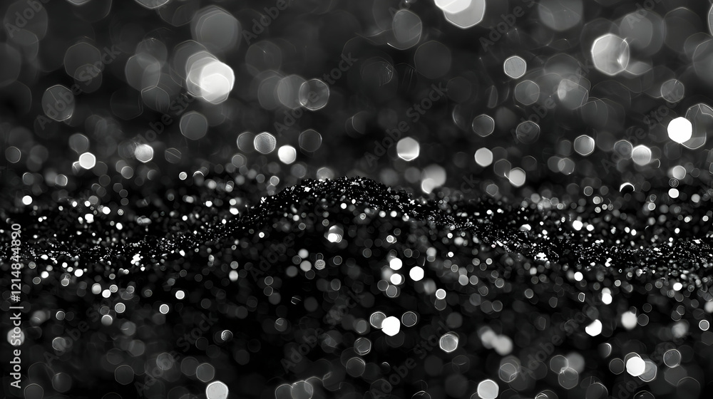 Poster abstract black glitter texture background creates sparkling effect with soft focus bokeh