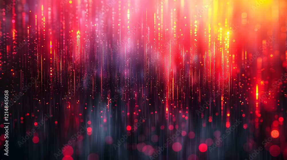 Poster abstract background with red and orange vertical lines and bokeh effect creates dynamic visual.