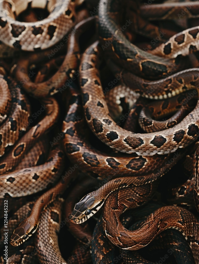 Poster collection of ball pythons with distinctive markings on scales.