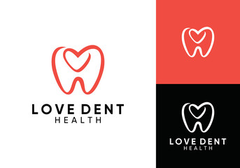 love dental logo. creative line art tooth health care vector graphic design