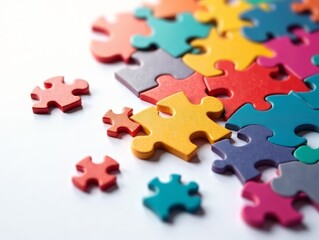 Colorful Geometric Puzzle Pieces on White