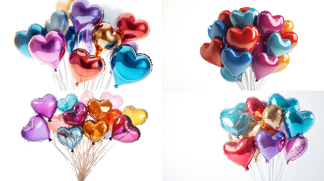 A bouquet of heart-shaped balloons in various colors, isolated on white background in HD .-# Create, explore, and organize on [midjourney.com](<https