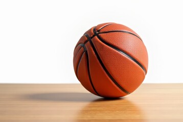 Obraz premium Deflated Basketball on Wood Floor - Realistic AI Image
