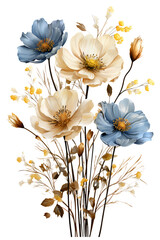 A beautiful bouquet of white and yellow flowers with daisies and lilies in a vibrant spring design
