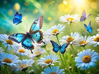 Delicate Daisies & Morpho Butterflies: Vibrant Summer Wildlife Photography
