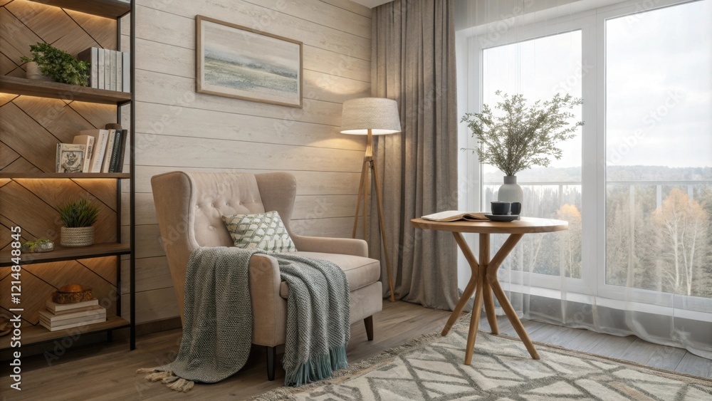 Poster a dynamic combination of textures from soft textiles and polished surfaces creates visual interest w
