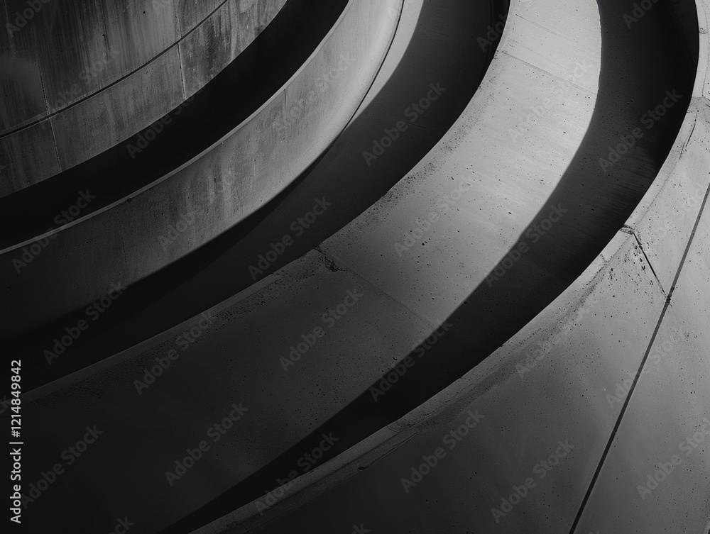 Aufkleber the image is a black and white photo of a concrete structure with a series of steps. the steps are c