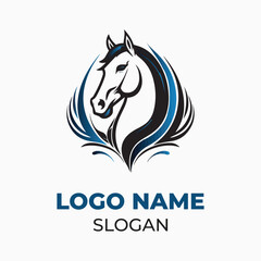 Elegant Horse Logo Design with Decorative Elements horse logo design, elegant horse vector, equestrian logo template, horse head emblem, decorative animal logo, horse graphic art, luxury horse 