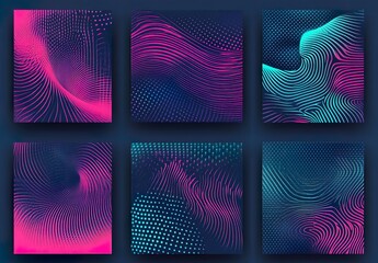 Set of horizontal abstract backgrounds with halftone pattern