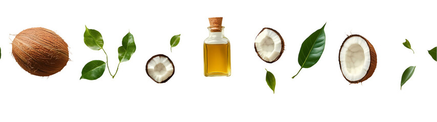 Minimalist Beauty with Coconut and Almonds on a Snowy White Background for a Clean Visual