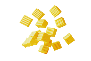 Yellow building blocks in a geometric 3D vector pattern