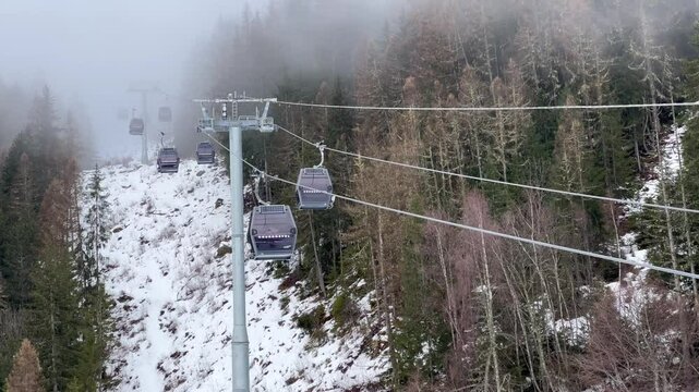 Ski lift in Courchevel ski resort going up from Le Praz to 1850