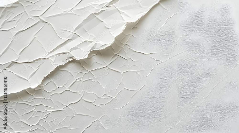 Aufkleber white crumpled paper texture creates a distressed background with abstract patterns and folds.