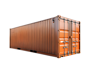 3D Render of an Orange and Brown Cargo Container
