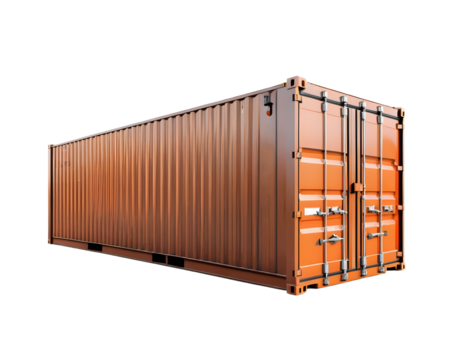 3D Render of an Orange and Brown Cargo Container