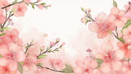 watercolor peach blossoms floral background watercolor art