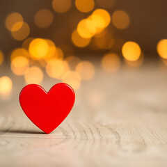 Red hearts on a light wooden surface with a premium background