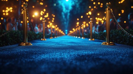 Blue carpet, night event, crowd, spotlights, awards