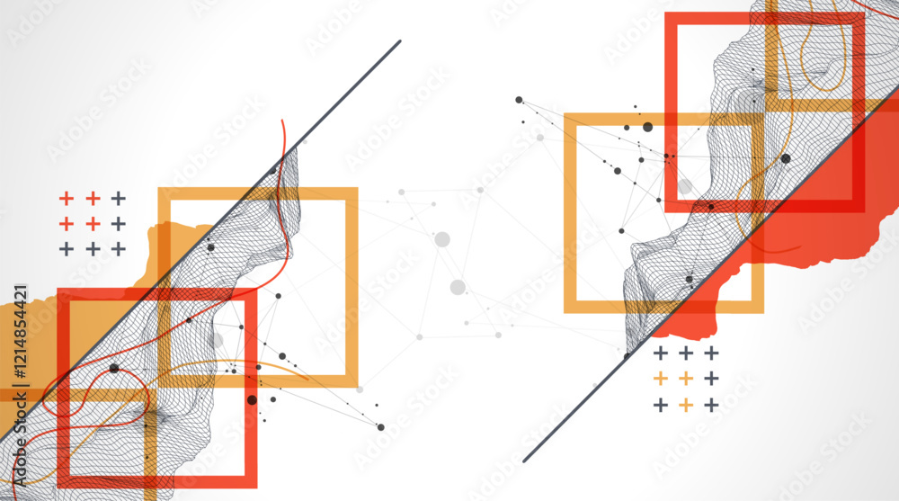 Aufkleber trendy abstract wireframe background. modern science or technology art elements. surface illustratio