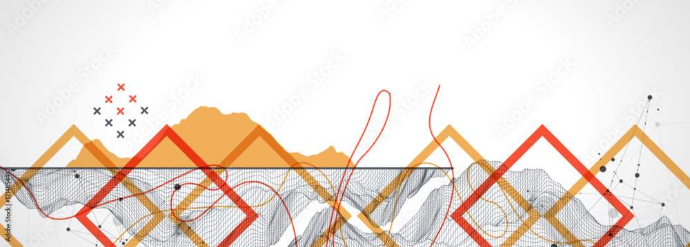 Poster trendy abstract wireframe background. modern science or technology art elements. surface illustratio