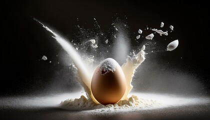 egg explosion white powder burst abstract photography