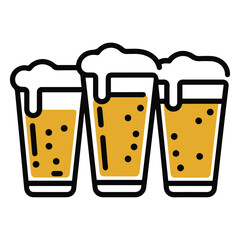 beer line art, beer silhouette,glass beer bottle icon shape symbol. beer vector illustration.hand drawn vector illustration isolated on white background.