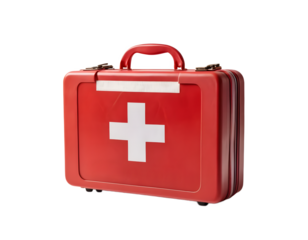 Red First Aid Kit with Transparent Background