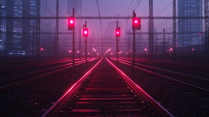 Urban Hustle and Bustle: Dynamic Train Crossing Amidst Corporate Towers - Cinematic Ultra-Detailed Image
